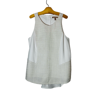 Banana Republic Ivory Tweed Woven Shimmer Sleeveless Blouse